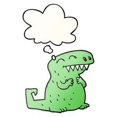 cartoon dinosaur and thought bubble in smooth gradient style