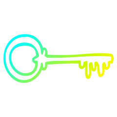 cold gradient line drawing cartoon key