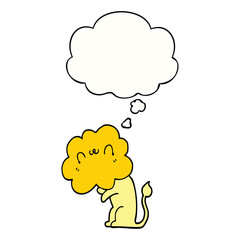 cartoon lion and thought bubble