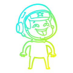 cold gradient line drawing cartoon laughing astronaut
