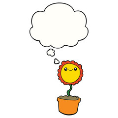 cartoon flower and thought bubble
