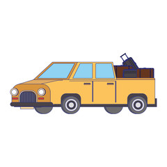 Pick up vehicle with luggage isolated