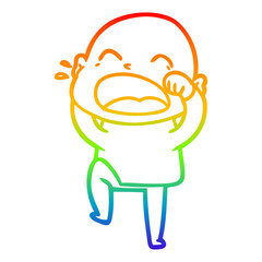 rainbow gradient line drawing cartoon shouting bald man