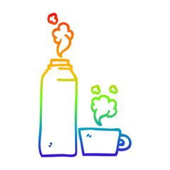 rainbow gradient line drawing cartoon hot drinks flask