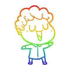 rainbow gradient line drawing laughing cartoon man