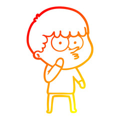 warm gradient line drawing cartoon curious boy