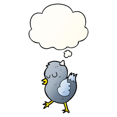 cartoon bird and thought bubble in smooth gradient style