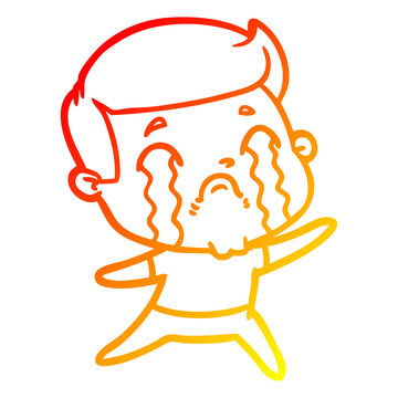 recommend clip art: warm gradient line drawing cartoon man crying