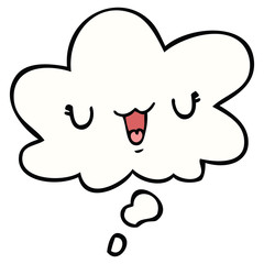 cute happy cartoon face and thought bubble