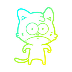 cold gradient line drawing cartoon nervous cat