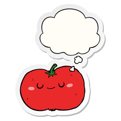 cartoon apple and thought bubble as a printed sticker