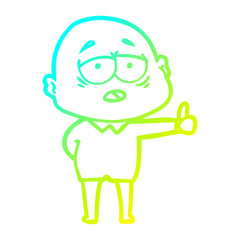 Obraz premium cold gradient line drawing cartoon tired bald man