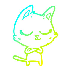 cold gradient line drawing calm cartoon cat