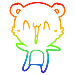rainbow gradient line drawing happy bear cartoon