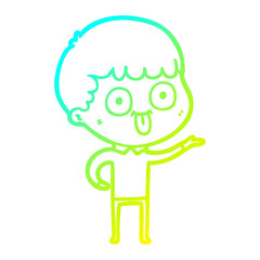 cold gradient line drawing cartoon man staring