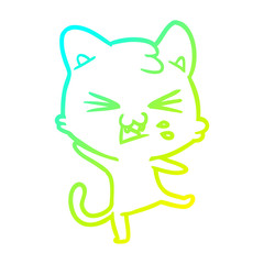 cold gradient line drawing cartoon cat hissing