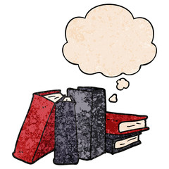 cartoon books and thought bubble in grunge texture pattern style