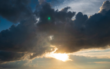 Abstract Colorful sky with sunset view in the evening or sunrise and clouds background in the in nature background concept.