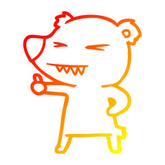 warm gradient line drawing cartoon bear giving thumbs up