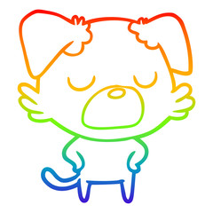 rainbow gradient line drawing cartoon dog