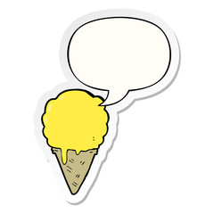 cartoon ice cream and speech bubble sticker