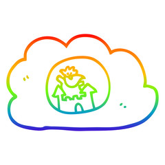 rainbow gradient line drawing cartoon god in heaven