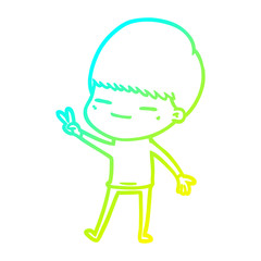Fototapeta premium cold gradient line drawing cartoon smug boy