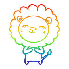 rainbow gradient line drawing cartoon lion