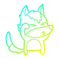 cold gradient line drawing cartoon wolf pouting