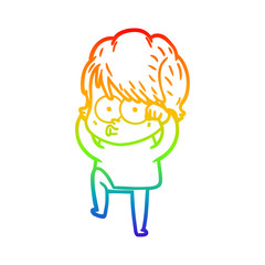 rainbow gradient line drawing cartoon woman