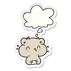 cartoon hamster and thought bubble as a printed sticker