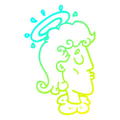 cold gradient line drawing cartoon angel face