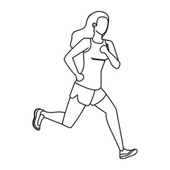 young athletic woman running character