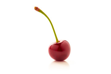 close-up red cherry on a white background