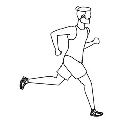 young athletic man running character