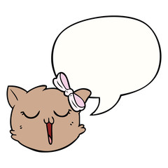 cartoon cat face and speech bubble