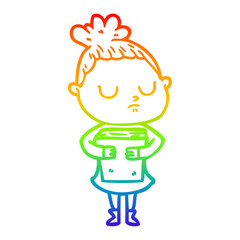 rainbow gradient line drawing cartoon calm woman