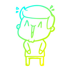 Fototapeta premium cold gradient line drawing cartoon excited man