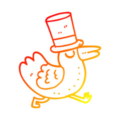 warm gradient line drawing funny cartoon bird