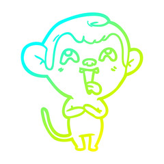 cold gradient line drawing crazy cartoon monkey
