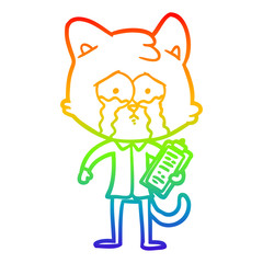 rainbow gradient line drawing cartoon cat