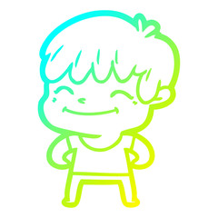cold gradient line drawing cartoon happy boy