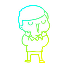 cold gradient line drawing cartoon happy boy