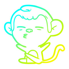 cold gradient line drawing cartoon suspicious monkey