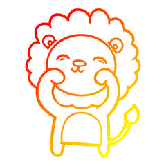 Fototapeta premium warm gradient line drawing cartoon lion
