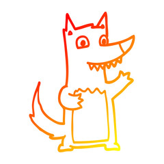 warm gradient line drawing cartoon wolf