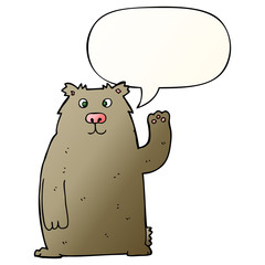 cartoon bear and speech bubble in smooth gradient style