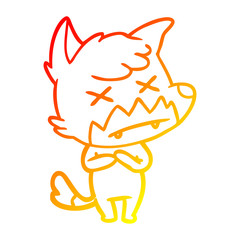 warm gradient line drawing cartoon cross eyed fox