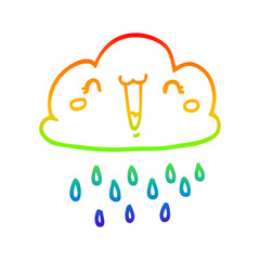 rainbow gradient line drawing cartoon storm cloud