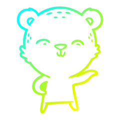 cold gradient line drawing happy cartoon bear